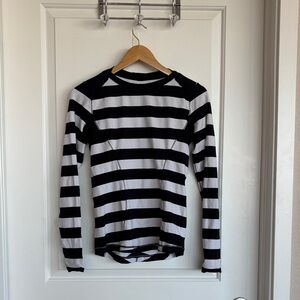lululemon athletica Black and White Striped Long Sleeve Tee